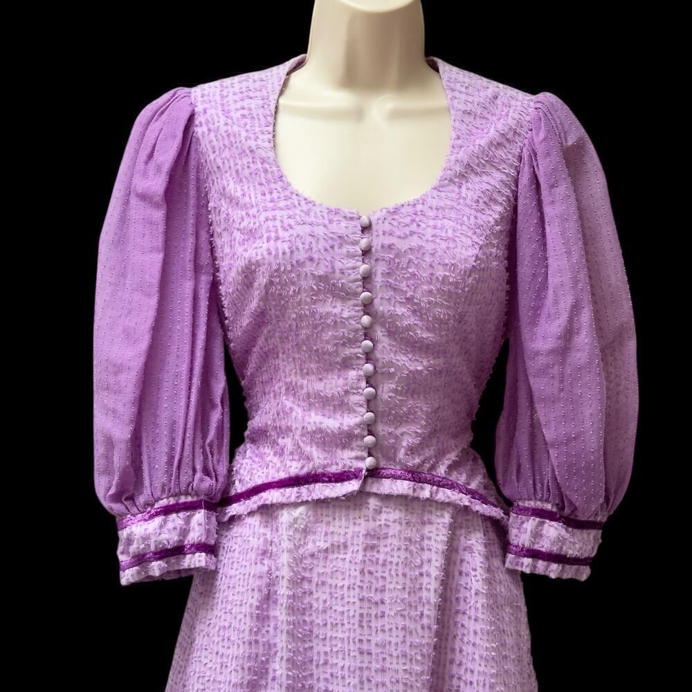 Sue Wong Young Innocent by Arpeja VINTAGE 2 Piece Edwardian Dress Purple Size XS - Picture 7 of 16